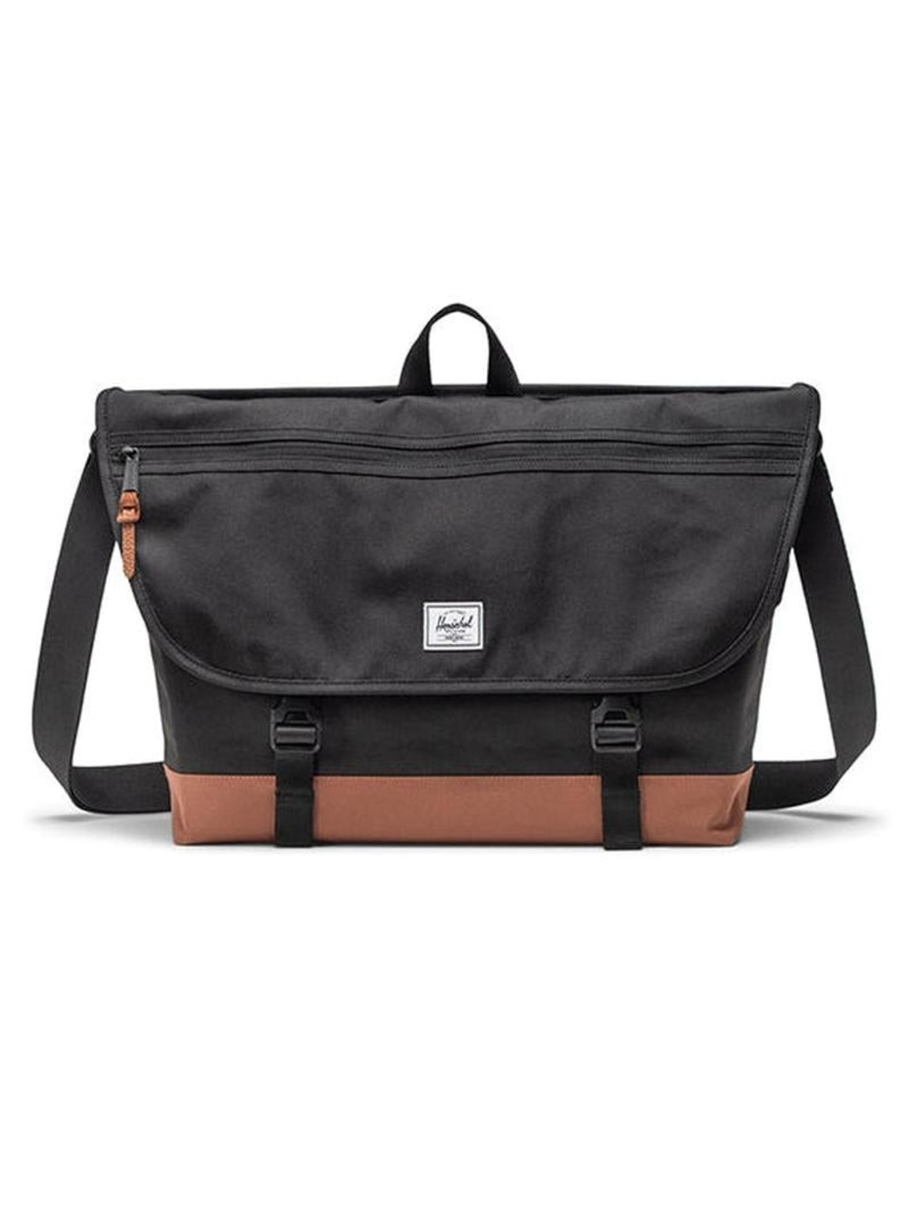 Herschel - Cove Messenger Laptop Bag in Black/Saddle Brown